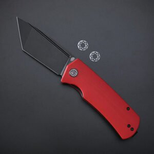 Sulankstomas peilis Beluga PFP01T Petrified Fish juodi ašmenys raudona G10 rankena EDC peilis