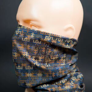 Multifunkcinė kaklaskarė "Blue Camo" su Lietuvos simboliais kamufliažo kaklo mova