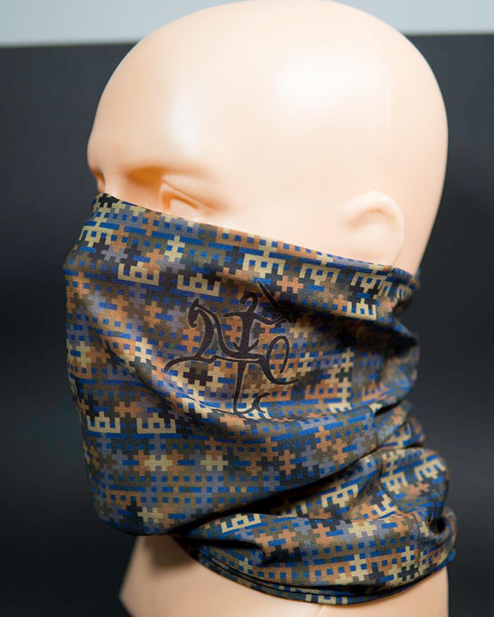 Multifunkcinė kaklaskarė "Blue Camo" su Lietuvos simboliais kamufliažo kaklo mova