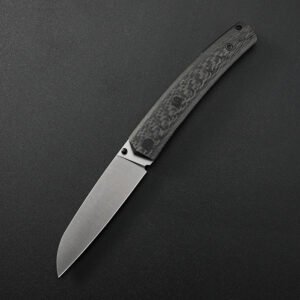 Sulankstomas peilis Patte PF719 V2 Petrified Fish satin ašmenys carbon fiber rankena EDC peilis