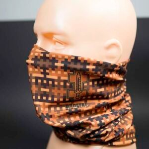 Kaklaskarė "BROLIAI AITVARAI"- Oranžinė su Lietuvos simboliais Gediminaičių stulpais ir Vyčio kryžiumi